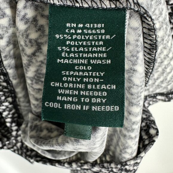 Ralph Lauren Jersey Knit Dress 10 Sheath Faux Wrap Herringbone Black White - Picture 9 of 9